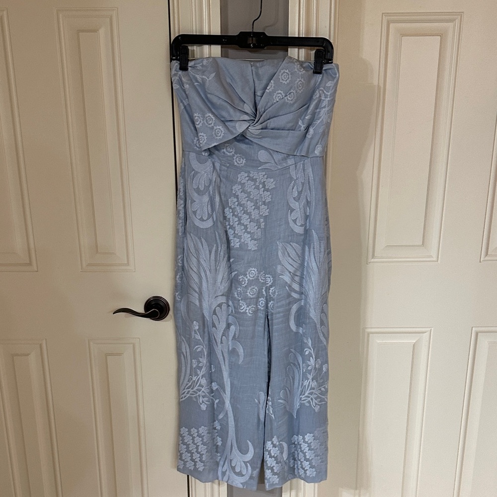 Elegant Blue Strapless Jumpsuit